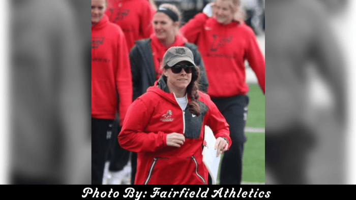 Anne Murray jogging off the field.