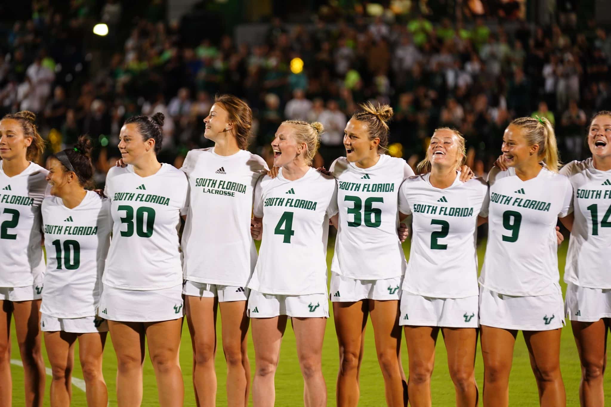 (Photo/USF Athletics) USF Players celebrate after their win against  Kennesaw State on February 7, 2025.